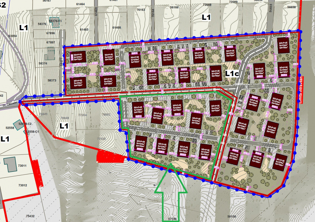 Teren intravilan pentru 4 imobile a cate 6 unitati, zona Episcopiei