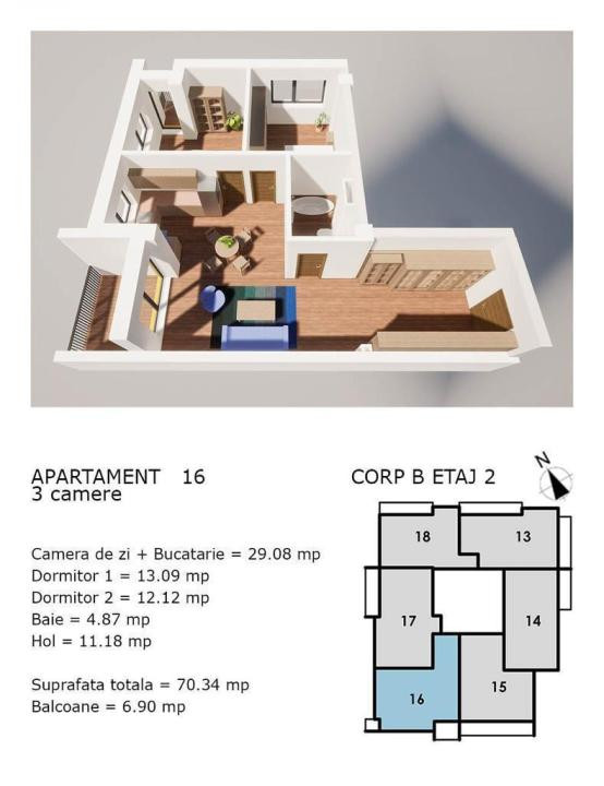Apartament 3 camere cu CF,  etaj 2, Corneliu Coposu, direct la dezvoltator