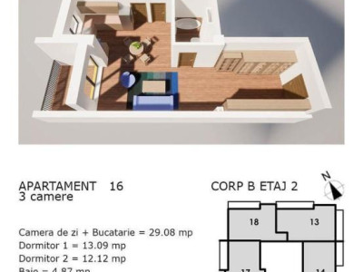 Apartament 3 camere cu CF,  etaj 2, Corneliu Coposu, direct la dezvoltator