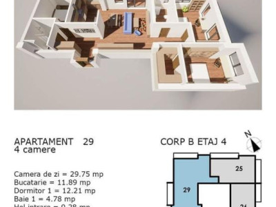 Apartament 4 camere, 2 bai, terasa, CF, de la dezvoltator, Corneliu Coposu