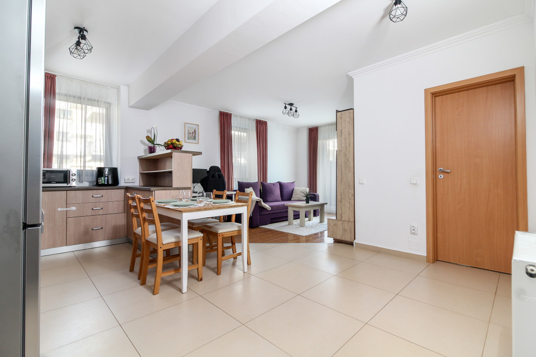 Apartament 2 camere, bloc NOU, mobilat si utilat, CURTE PRIVATA cu  CF!